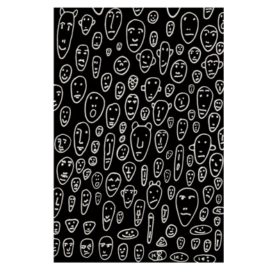 Floating Faces Carpet Black