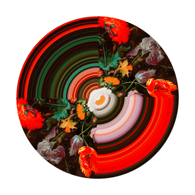 Glitch Round Carpet Half Red